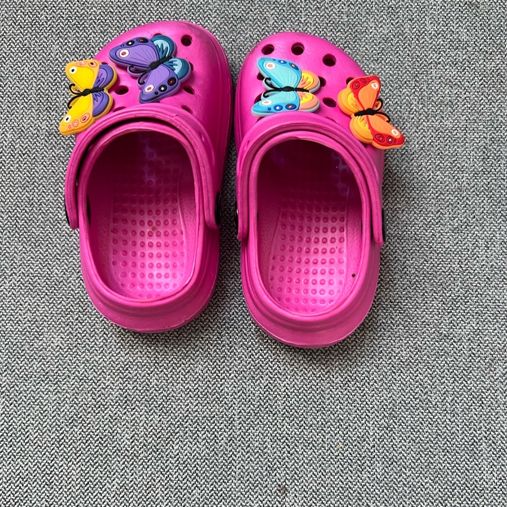 Size 2 Baby girl Pink Clogs with Fun Charms